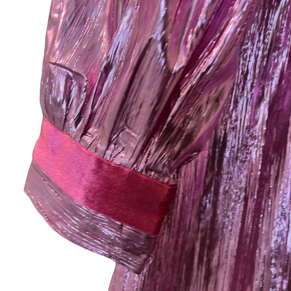 Tuckernuck Hyacinth House Pink Metallic Plisse Eloise Midi Dress Sz S - Picture 15 of 15